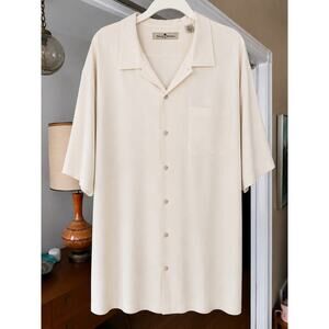 Tommy Bahama 100% Silk Camp Shirt XXL Ivory Resort Beach Button Up